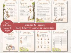 winnie the pooh baby shower games and activities for babies to play with, including winnie the