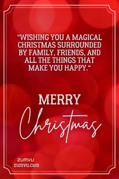 merry christmas card with the words wishing you a magic christmas surrounded by red and white lights