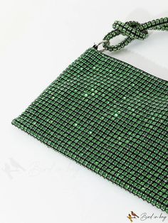 BirdinBag - Glamorous Evening Bag with Rhinestone Decor and Knot Detail Strap Green Details, Rhinestone Decor, Pink Backpack, Word Wrap, Evening Clutch, Bag Set, Shoulder Tote, Handbag Backpack, Hobo Bag