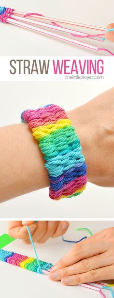 the instructions for how to make a straw weaving bracelet