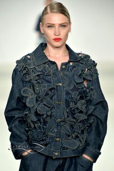 Award show photos #gfw2014 #claradaly #denim Denim Embellishment Ideas, Denim Couture, Denim Fashion Runway, Denim Crafts Diy, Embellished Denim, Denim Ideas, Denim And Lace, Denim Crafts, Denim Diy