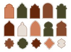 a set of different shapes and sizes of decorative elements for the design of doors or windows