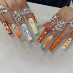 Leo Nails Zodiac, Leo Nails, Extra Nails, Fye Nails, Junk Nails, Drip Nails, Glow Nails