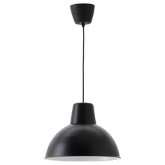 a black and white light hanging from a ceiling