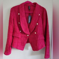 Reposhing This Item I Purchased From @Neclosetlooks. Loved It, But Ready To Rotate For Something New. Questions? Leave A Comment Below! Tweed Jacket, Pink Gold, Leave A Comment, Something New, Pink And Gold, Jackets & Coats, Jackets For Women, Pink, Women Shopping