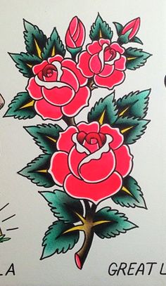 an image of a rose tattoo on the back of a card