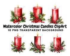 watercolor christmas candles clipart