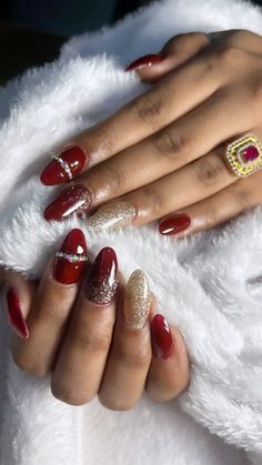 Acrylic Nails For Wedding The Bride, Nel Art Design New, Red Nail Extensions Designs, Mehroon Nail Extensions Art, French Nail Extension Designs, Red Nails For Bride Wedding Day, Bridal Nails Red Wedding, Wedding Red Nails For Bride