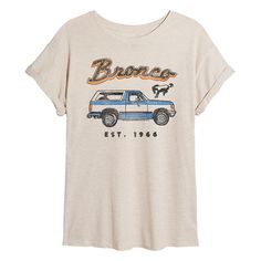 She will love showing off her style with this Juniors' Ford Bronco Est. 1966 Flowy Tee. FEATURES Short sleeves ScoopneckFIT & SIZING Oversized FitFABRIC & CARE Heather Colors: Cotton/Rayon , Birch: Cotton/Polyester Machine wash Imported Size: Large. Color: Beige. Gender: female. Age Group: kids. Pattern: Graphic. High Neck Tank Top, Kids Pattern, Raglan Tee, Boyfriend Tee, How To Show Love, Ford Bronco, Pattern Graphic, Oversized Tee, Cropped Hoodie