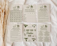 the wedding stationery is laid out and ready for guests to sign in their tent