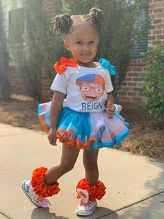 Blippi And Meeka Birthday Party, Blippi Birthday Party Girl, Blippi Outfit, Dtf Business, Birthday Skirt Set, Blippi Party, 3rd Birthday Party For Girls, Kids Party Centerpieces, Custom Kids Clothes