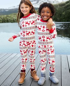 Dear Deer Long John Pajama Set | Hanna Andersson Holidays With Toddlers, Holiday Pjs, Long Johns Pajamas, Unisex Pajamas, Sensory Friendly, Kids Pjs, Kids Holiday, Winter Pajamas, Long John