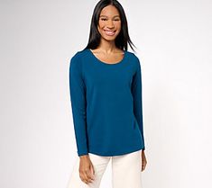 When you just want to keep it simple, this Primabelle knit top delivers a versatile option that goes with just about everything in your wardrobe. From Belle by Kim Gravel. Solid Knit Tops For Layering, Fall Layering Scoop Neck Tops, Fall Layering Tops With Scoop Neck, Versatile Scoop Neck Loungewear Tops, Versatile Scoop Neck Top For Loungewear, Casual Solid Color Scoop Neck Knit Top, Chic Scoop Neck Knit Top For Everyday, Chic Stretch Blouse For Everyday, Casual Solid Scoop Neck Knit Top