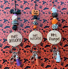 Fall Teacher Lanyard, Personalized Black Badge Reel For Personal Use, Personalized Black Lanyards For Gifts, Personalized Black Lanyard For Gift, Personalized Black Lanyards As Gift, Personalized Themed Badge Holders As Gifts, Customizable Keychains For Personal Use, Lanyard For Keys, Bat Pumpkin