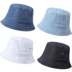 PRICES MAY VARY. Package quantity: you will receive 4 pieces of 4 different colors of bucket hats, the quantity can meet your needs, you can also share with others, color combination can match your different clothes, give others different visual effects Quality material: travel sun hat is made of cotton material, soft and breathable, not easy to fade, durable, suitable for a long time to wear, light and comfortable, will not cause a burden on the head, suitable for hot summer wear Portable and f Jeans Bucket Hat, Fishing Hats For Men, Men Fishing, Denim Cap, Denim Bucket Hat, Mens Bucket Hats, Travel Hat, Fish Man, Beach Fishing