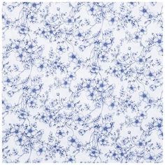 a blue and white flowered background with lots of small flowers on the bottom half of it