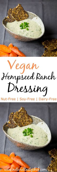 vegan ranch dressing with carrots and parsley