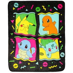 a blanket with pokemon pictures on it