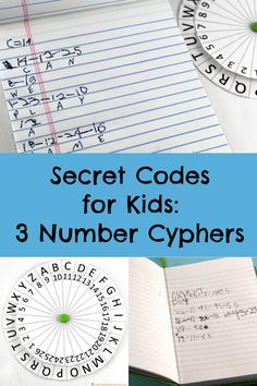 the secret code for kids 3 number cyphers is on top of an open notebook