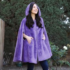 For most occasions, this hooded cape is your ideal choice. With flat shoes, boots, sports shoes, both casual and fashionable, you will get a lot of compliments. One size fits most people, solid colors are versatile, everyone can wear a unique style. Can be worn like sweaters, take the place of jackets and coats. Take it wherever you need it. Spacious cape for adults and teens. It is a good gift for Christmas, Thanksgiving, birthday, Mother's Day. Winter Hooded Cape For Cosplay, Hooded Winter Cape For Cosplay, Hooded Cape For Cosplay In Winter, Fleece Poncho, Cloak Coat, Womens Poncho, Gift Idea For Mom, Hooded Poncho, Hooded Cloak