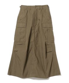 Beams boy / cotton typewriter m-65 skirt    a new type of skirt with outstanding wearing power    ■design  a military detail skirt with a reputation every season at <beams boy>. in the spring/summer season of 2024 the u.s. military field trousers around the 1950s were used as an image source and dropped into the skirt. the details of the original story are also followed such as plain weave tape on the waist pockets with flaps on the side and tuck details to expand the range of motion around the knees of the pants. the basic color development is a versatile one that fits well with any top.    ■coordination  you can wear it for a long season such as sweatshirts and knitwear in early spring and printed t-shirts and linen shirts in the summer.    ■size  available in 2 sizes of s and m. t Khaki Cotton Utility Skirt, Military Style Khaki Cargo Skirt, Khaki Cotton Workwear Skirt, Khaki Cotton Skirt For Work, Khaki Midi Skirt With Pockets, Khaki Long Skirt With Pockets, Khaki Skirt With Pockets, Relaxed Fit Cotton Utility Skirt, Khaki Cotton Pleated Skirt