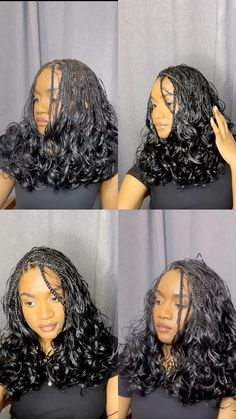 Boho French Curl Bob, Boho Bob French Curl Braids, French Bob Braids, French Curls Braids Mid Length, Bob French Braids, French Braids Curls, Knotless Bob With Curls At The End, Short French Curls Braids Bob, Shoulder Length Braids With Curly Ends