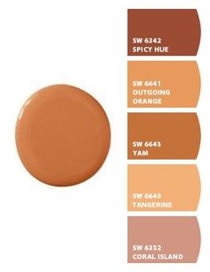 an orange color is shown with the words swatch hues in different colors and sizes