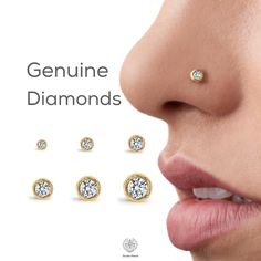 Diamond Nose Stud - Genuine, high-quality diamond nose jewelry Perfection worn on your nostril, these nose studs are the best addition for piercing lovers. We offer a wide selection of diamond sizes, gold karats, gauge sizes, and back shapes. This way, you'll be able to find your perfect match for sure. These nose studs are versatile and can be worn on any occasion, from casual outings to special events. They make a perfect gift for yourself or a loved one, symbolizing beauty, elegance, and a to Nose Piercing Stud Diamond, Gauge Sizes, Diamond Nose Stud, Gold Nose Stud, Nose Piercings, Nose Studs, Nose Jewelry, Vs Diamond, Nose Rings