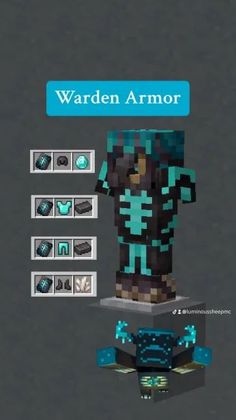 an image of a character in the minecraft version of warden armor, standing on a platform