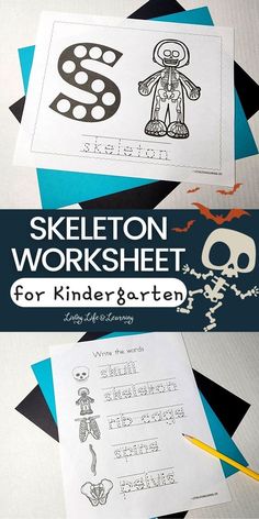 the skeleton worksheet for children to learn how to write and draw on paper