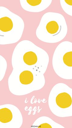 an egg pattern with the words i love eggs written in white on a pink background