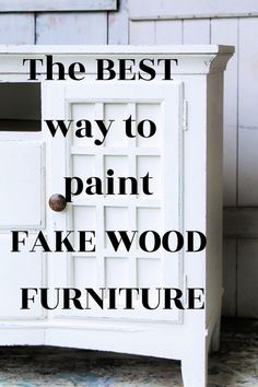 Easy way to paint and distress fake wood furniture. This entertainment center is painted white. Painted Mdf Furniture, Painting Non Wood Furniture, Can You Paint Pressed Wood, Adding Wood Trim To Furniture, Painting Pressed Wood Furniture, How To Paint Manufactured Wood Furniture, Paint Pressed Wood Furniture, How To Paint Over Veneer Furniture, Fake Wood Furniture Makeover