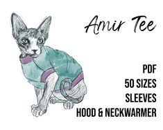 an image of a cat wearing a sweater with the words ann teee on it