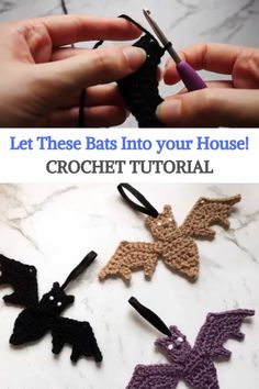 crochet bats are being used to make an ornament for the house