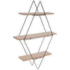 three tiered wooden shelf with metal legs