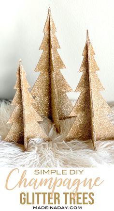 simple diy champagne glitter trees for christmas