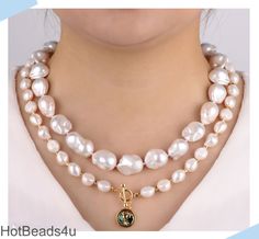 ❤Description on sale🔈🔈 Your jewelry is handmade and we can accept customization. If you need special length or style, please feel free to contact me. * Materials: Freshwater pearl * Small Pearl Size: 10-12mm * Big Pearl Size: 15-17X18-22mm * Necklace Length: The first row is about 17-18inches, the second row is about 18-19inches * Pearl Color: Natural white * Pearl Shape: Nugget/baroque * Pearl Luster: High * Hand Tied Individually With Knots Between Each Pearls * Conditions: Brand new * Package with gift bag 🎈 If you need to customize special length or style, please feel free to contact me. 🎈 NOTE: Freshwater pearl necklace will make you look more elegant and is a great gift for any occasion. The size and shape may be slightly different from what is shown in the picture because the ca Single Strand Baroque Jewelry Gift, Baroque Single Strand Jewelry Gift, White Baroque Necklaces For Wedding, White Baroque Pearl Necklace For Wedding, White Baroque Wedding Necklaces, Handmade Baroque Necklace For Wedding, Handmade Baroque Wedding Necklace, Single Strand Baroque Necklace For Weddings, Baroque Single Strand Necklace For Weddings