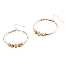 Silver and Gold Mixed Bead Drop Hoop Earrings by World Market Drop Hoop Earrings, World Market, Boutique Jewelry, Hoop Earrings, Beads, Silver, Gold