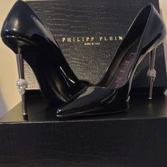 Show Stopper!! Only Worn Once Incredible Condition. Comes With Box. Accepting Offers!! Eu 40 Philipp Plein Shoes, Black Studded Heels, Studded Heels, Philipp Plein, Black Silver, Shoes Women Heels, Shoes Heels, The Incredibles, Women Shoes