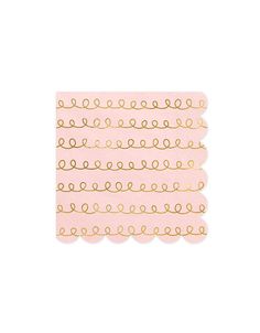 pink and gold scalloped stickers with golden chains on them, set against a white background