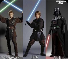 star wars costumes are shown in three different pictures, one is darth vader and the other is sith padawan