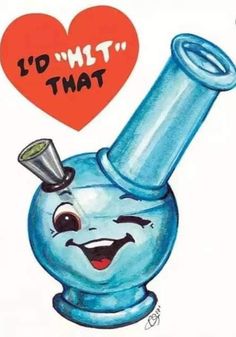 a drawing of a blue liquid bottle with a heart in the background that says, i'd hit that