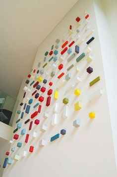 the wall is made up of many different colored blocks