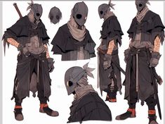 the concept art for an upcoming video game is shown in several different poses and positions