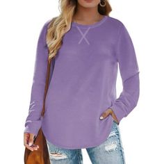 Fantaslook Oversized Sweatshirts for Women Crewneck Tunic Tops Casual Long Sleeve Shirts This plus size sweatshirts for women use skin-friendly soft fabric comfortable to wear. Womens sweatshirt features crewneck, long sleeve, pullover, tunic tops, oversized sweatshirts, curved hem, loose fit style. It is a basic tops to add to your wardrobe in fall and winter, offering a loose fit and long sleeves for a cozy and relaxed feel. You will never out of style for this crewneck sweatshirts, making the Plus Size Sweatshirts, Sweatshirts For Women, Tunic Tops Casual, Casual Tunics, Casual Long Sleeve Shirts, Tops Long Sleeve, Tops Casual, Womens Crewneck, Womens Long Sleeve Shirts