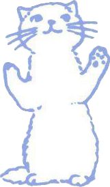 a drawing of a cat with one paw raised and the other hand in the air