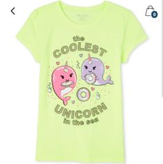 S(5/6) Sweetlime "The Coolest Unicorn In The Sea" Glitter Narwhal Reminder App Charges $3 Fee Ty Reminder App, Summer Baby Clothes, Girls Graphic Tee, Print Inspiration, Narwhal, Big Fashion, Summer Baby, Childrens Place