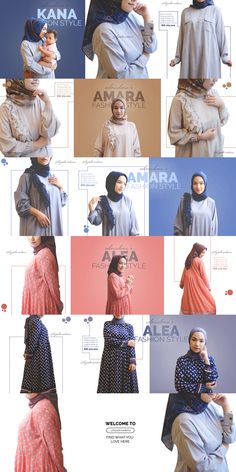 an advertisement with multiple images of women in hijab's and headscarves