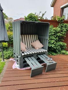 a bench made out of an old shipping container