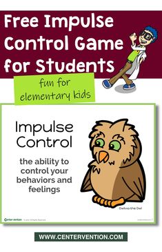 an owl with the text free impuse control game for students